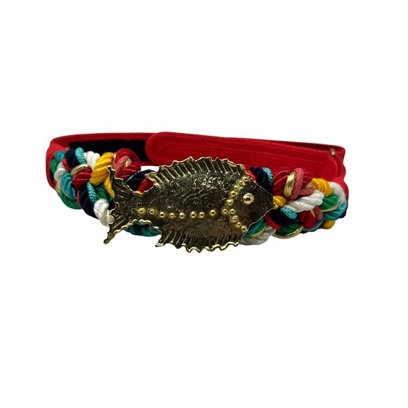Vintage 80\'s Lucky Fish Belt Gold Fish Statement belt red adjustable women s m l main image 11